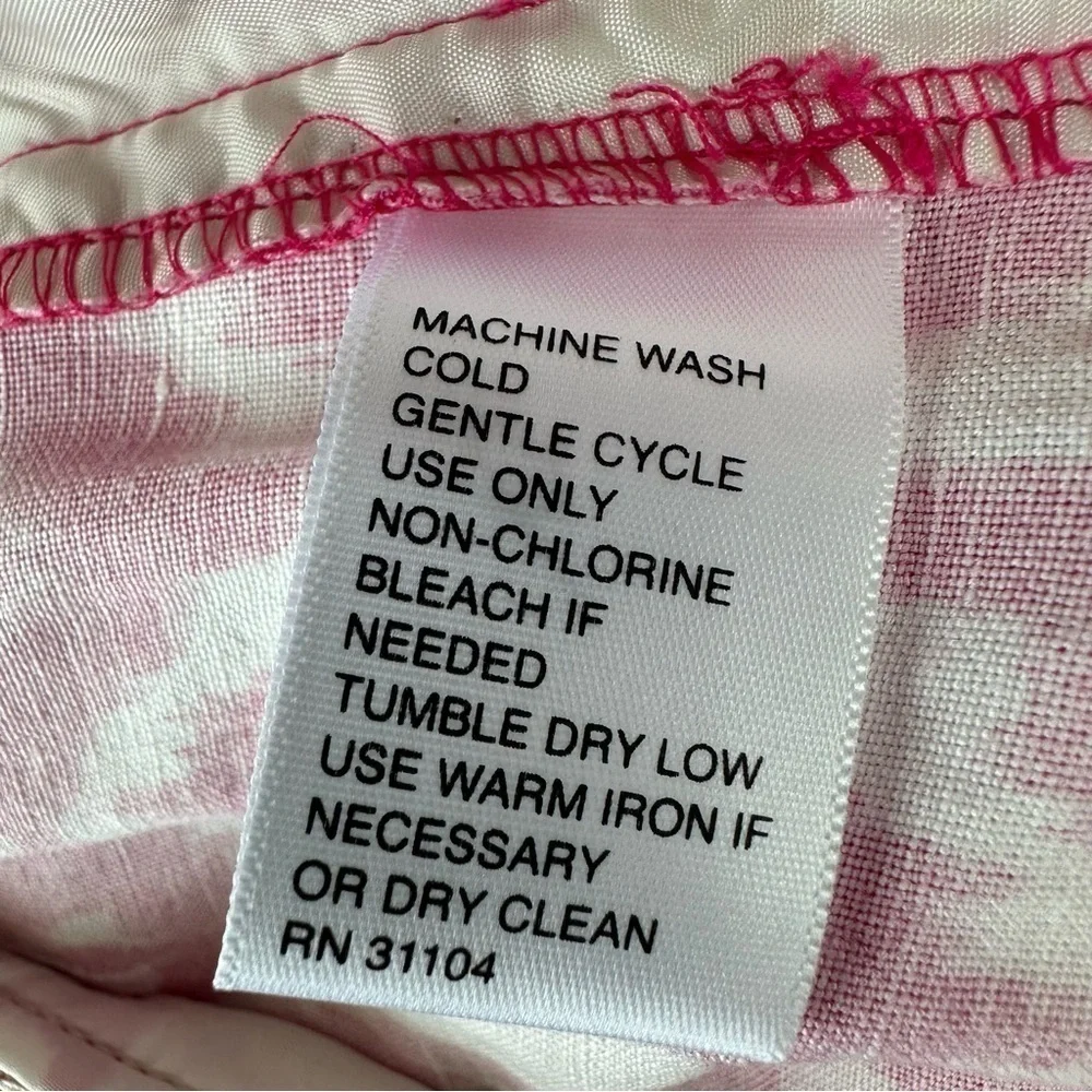 Madison Linen Hot Pink and White Flat Front Classic Shorts, 8